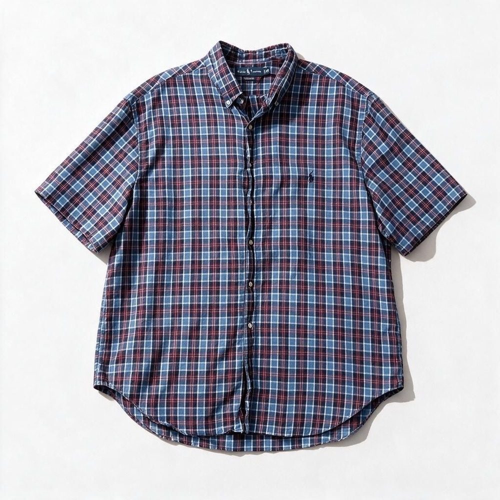 Ralph Lauren Plaid Shirt Mens 3XB Blue Red Classic Fit Cotton